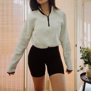 Cream Half Zip Cropped Crewneck